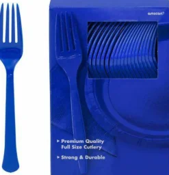 Royal Blue, Heavy Duty Plastic Fork - 50 Forks/Pack