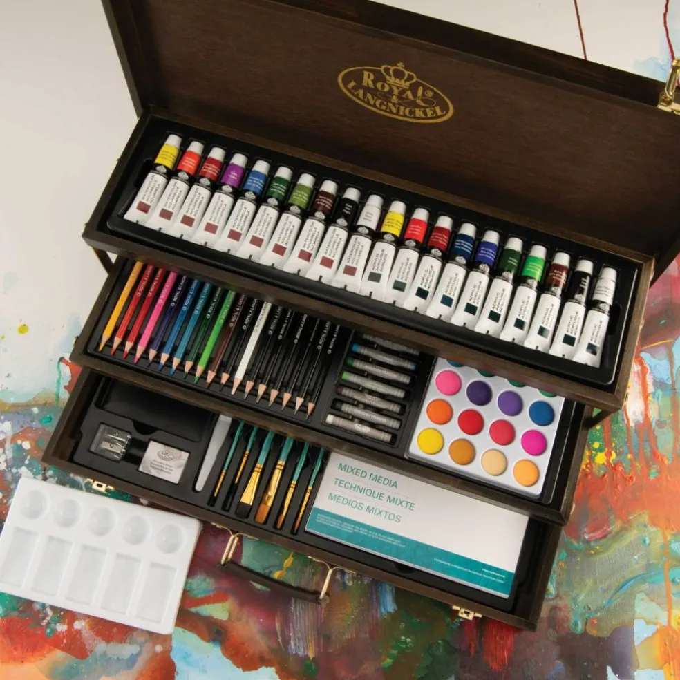 RSET-ART4451 | 100 Piece Mixed Media 3-Tier Espresso Art Set