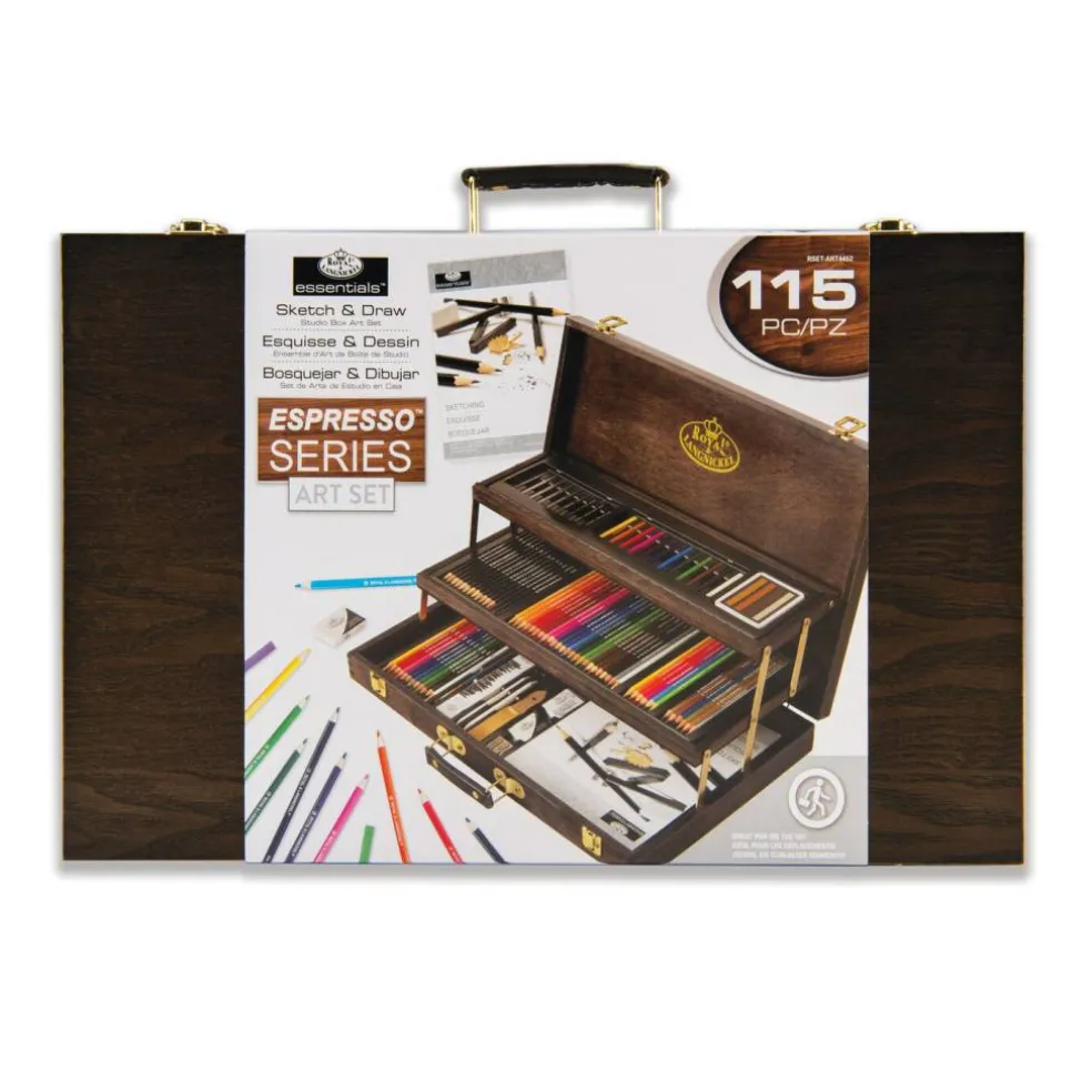 RSET-ART4452 | 115 Piece Sketching & Drawing Espresso Art Set