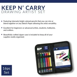 RSET-KCDS | Essentials™ 16pc Drawing Keep N' Carry Travel Art Set