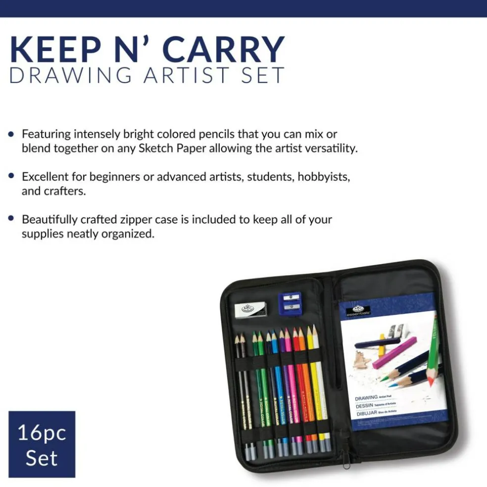 RSET-KCDS | Essentials™ 16pc Drawing Keep N' Carry Travel Art Set