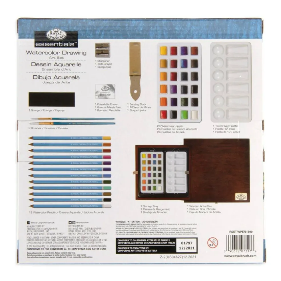 RSET-WPEN1600 | Essentials™ 45pc Watercolor Drawing Travel Art Set