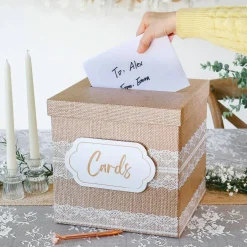 Rustic Elegance Wedding and Party Card Box - Burlap and Lace