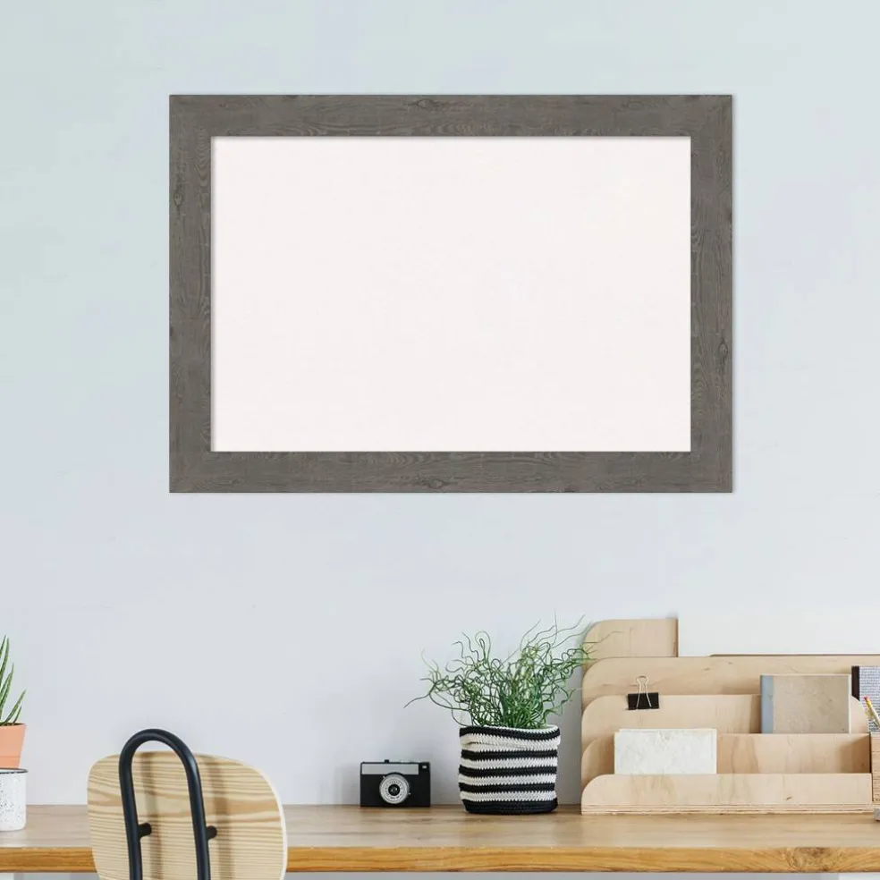 Rustic Plank Narrow Framed Corkboard, White Cork