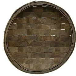 Rustic Shallow Basket Tray Round 12.75 Inch Decorative Serving Display Set of 2