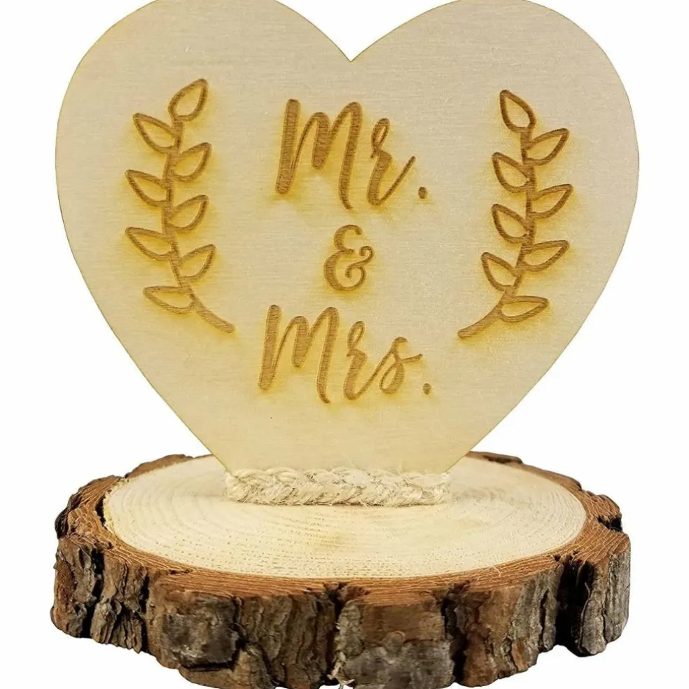 Rustic Wood Mr. & Mrs. Wedding Cake Topper