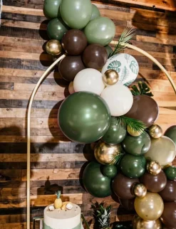 Safari Balloon Arch Kit, 50 Pcs 12-Inch Green and Brown Balloons with Sage Green, Dark Brown, Sand White & Metallic Gold Latex Balloons, Woodland Hunting Birthday, Camping, Baby Shower Party Decorations, Garland Kit