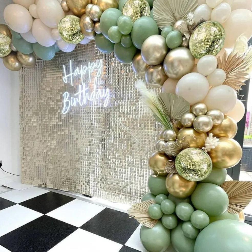Sage Green & Gold Balloons Garland Kit