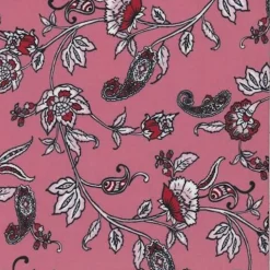 Salmon Stylized Floral Double Brushed Jersey Knit Fabric By the Yard