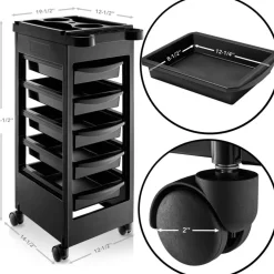 Saloniture Beauty Salon Rolling Trolley Cart With 5 Drawers
