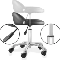 Saloniture Rolling Hydraulic Salon Stool with Low Backrest - Adjustable Swivel Chair for Spa, Shop, Salon, Massage, or Medical Office