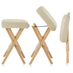 Saloniture Wood Folding Massage Stool with Carrying Case