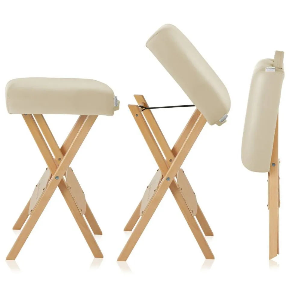 Saloniture Wood Folding Massage Stool with Carrying Case