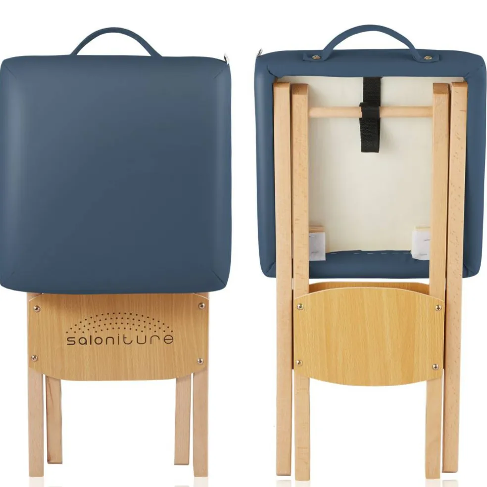 Saloniture Wood Folding Massage Stool with Carrying Case
