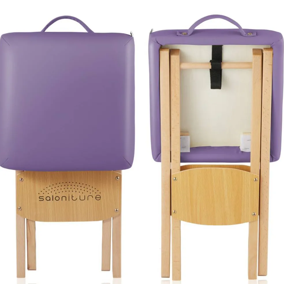 Saloniture Wood Folding Massage Stool with Carrying Case