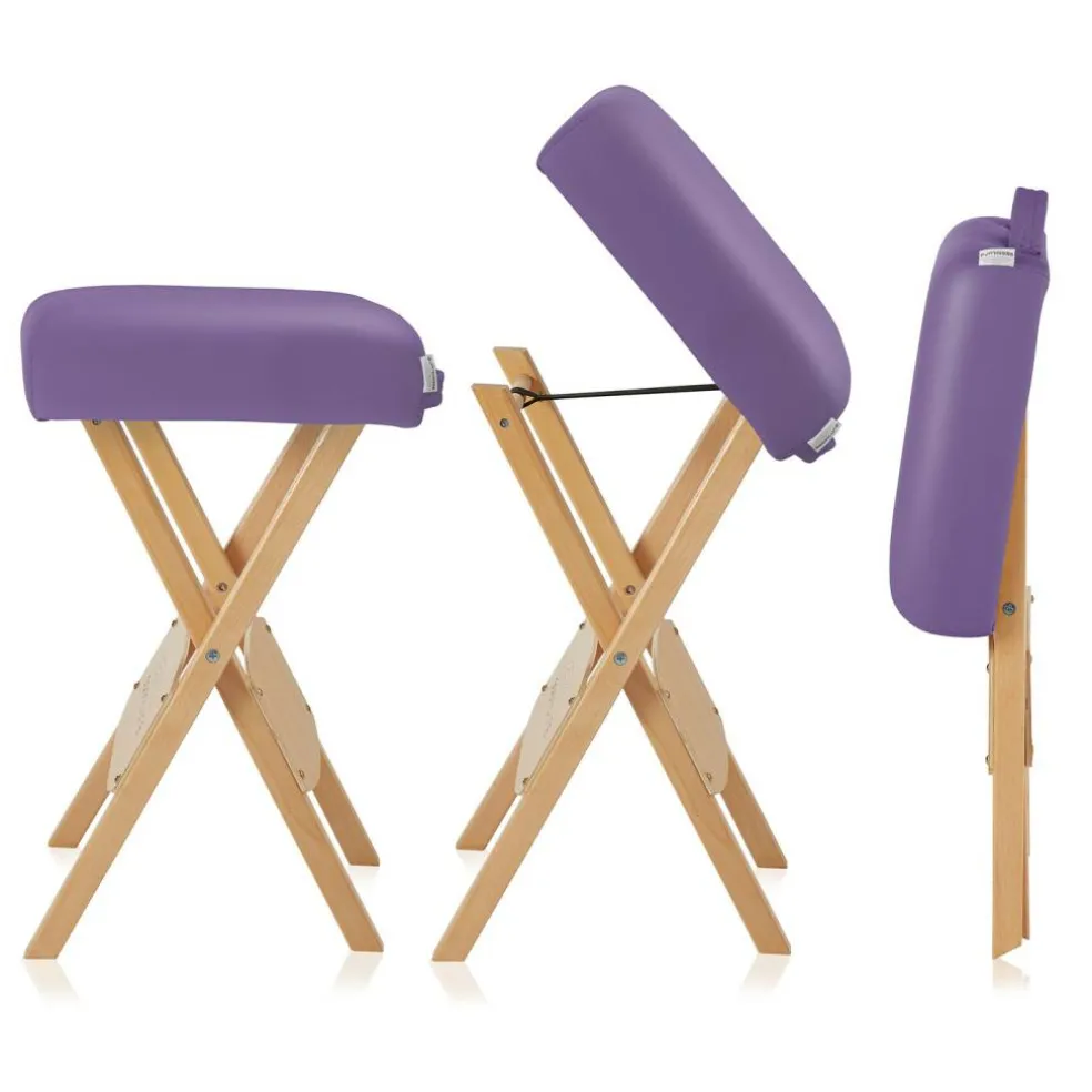 Saloniture Wood Folding Massage Stool with Carrying Case