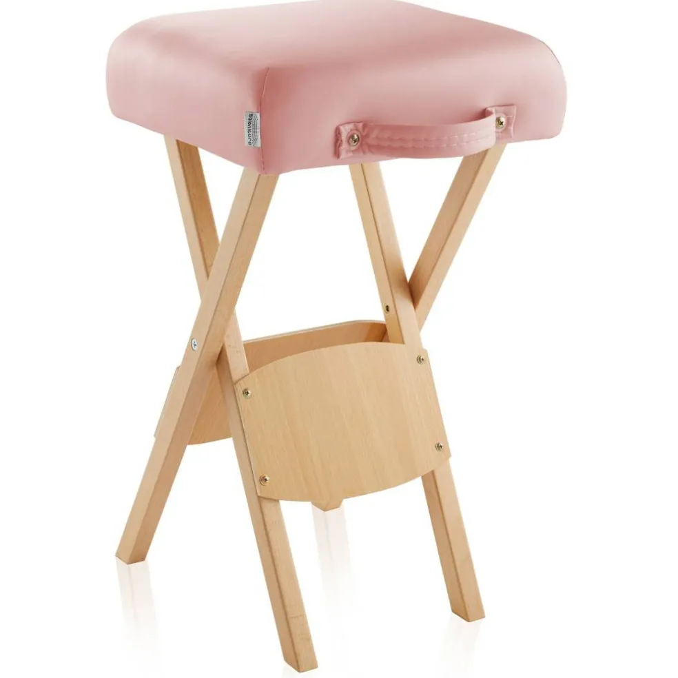 Saloniture Wood Folding Massage Stool with Carrying Case