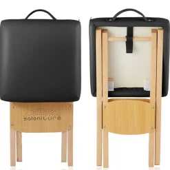 Saloniture Wood Folding Massage Stool with Carrying Case