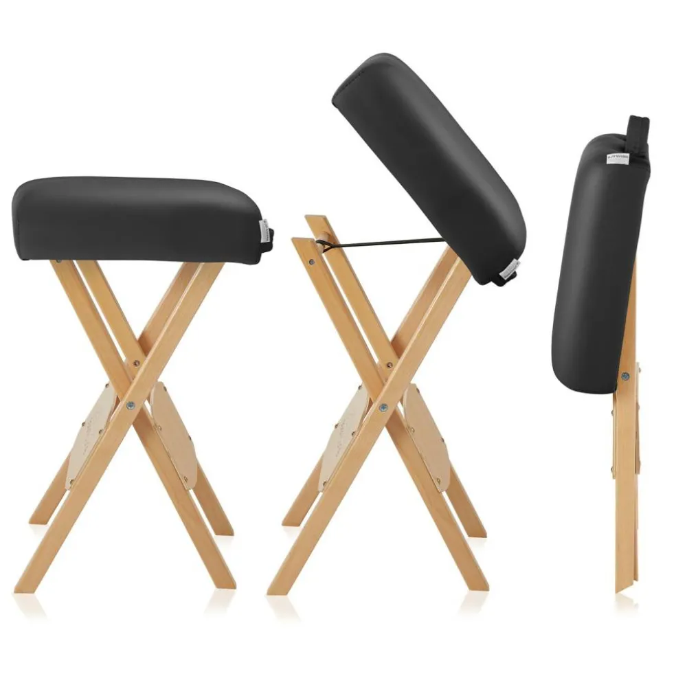 Saloniture Wood Folding Massage Stool with Carrying Case