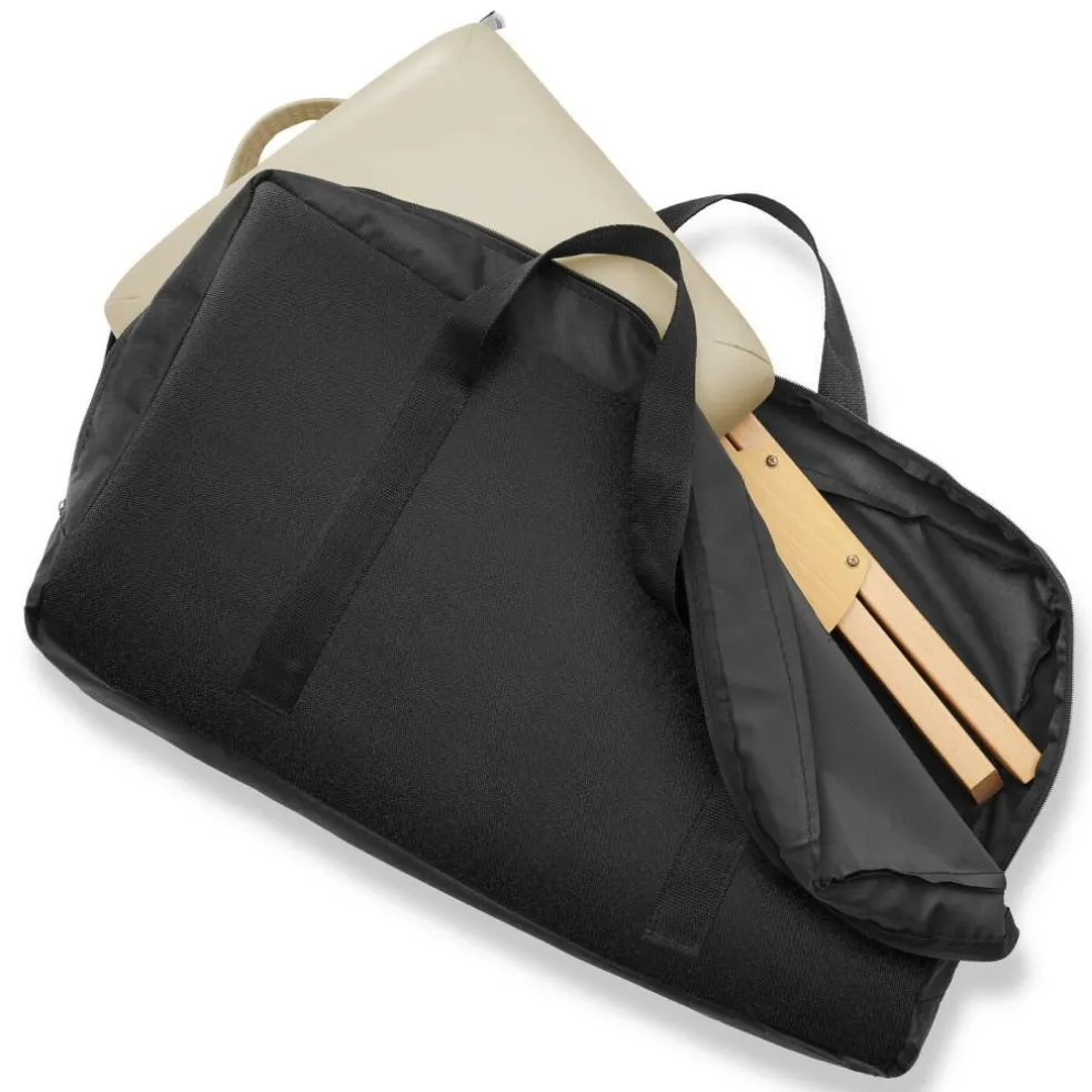 Saloniture Wood Folding Massage Stool with Carrying Case