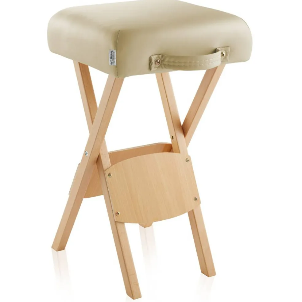 Saloniture Wood Folding Massage Stool with Carrying Case