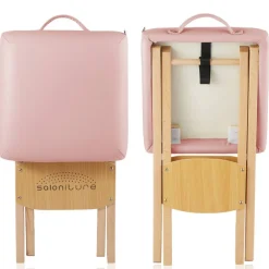 Saloniture Wood Folding Massage Stool with Carrying Case