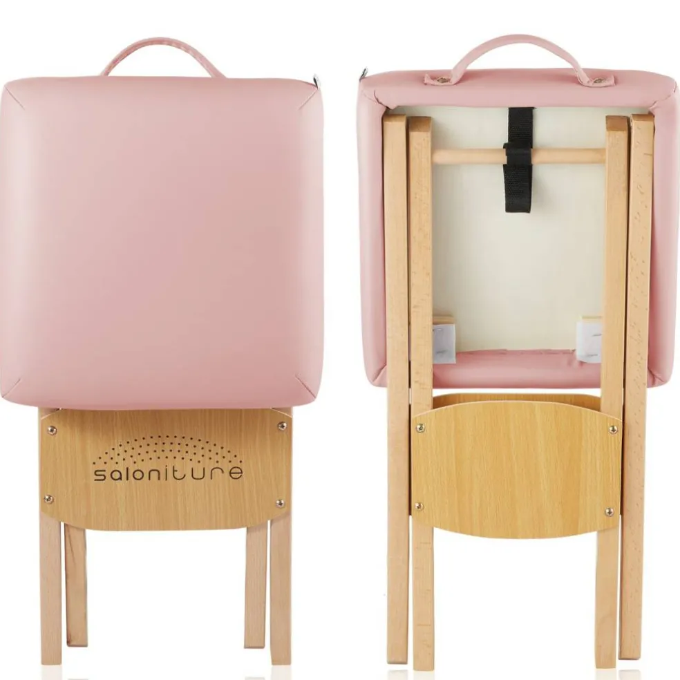 Saloniture Wood Folding Massage Stool with Carrying Case
