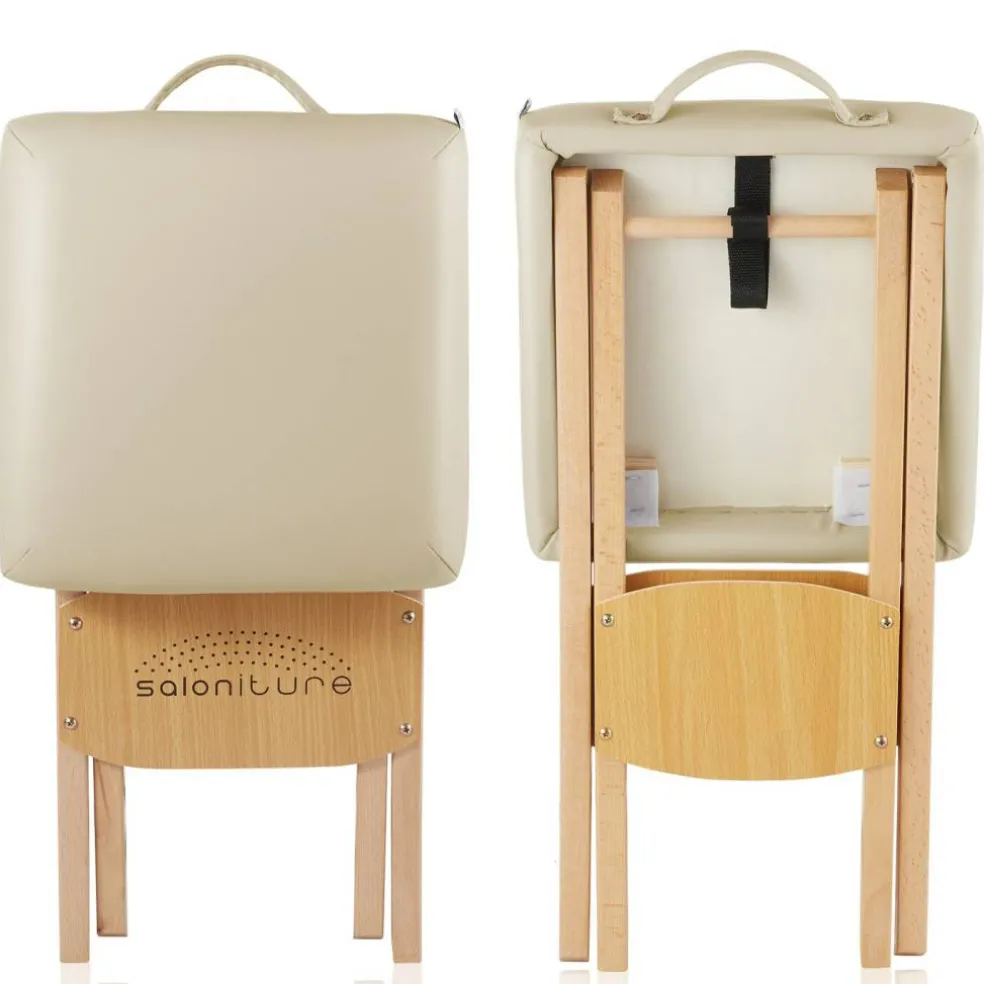 Saloniture Wood Folding Massage Stool with Carrying Case