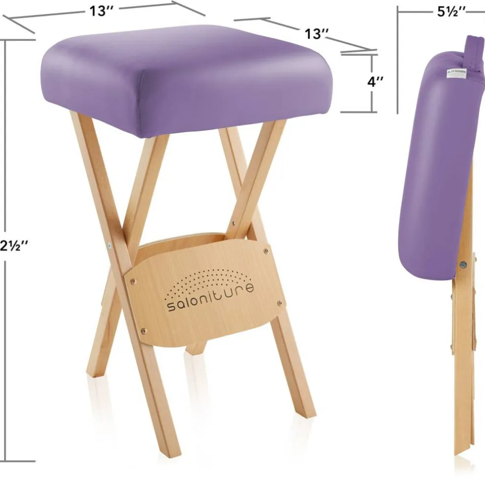 Saloniture Wood Folding Massage Stool with Carrying Case