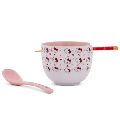 Sanrio Hello Kitty Sprinkles 20-Ounce Ramen Bowl, Chopsticks, and Spoon Set