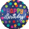 18" Satin Happy Birthday Blue Confetti Foil Balloon