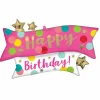 38" Satin Happy Birthday Pink Confetti Balloon