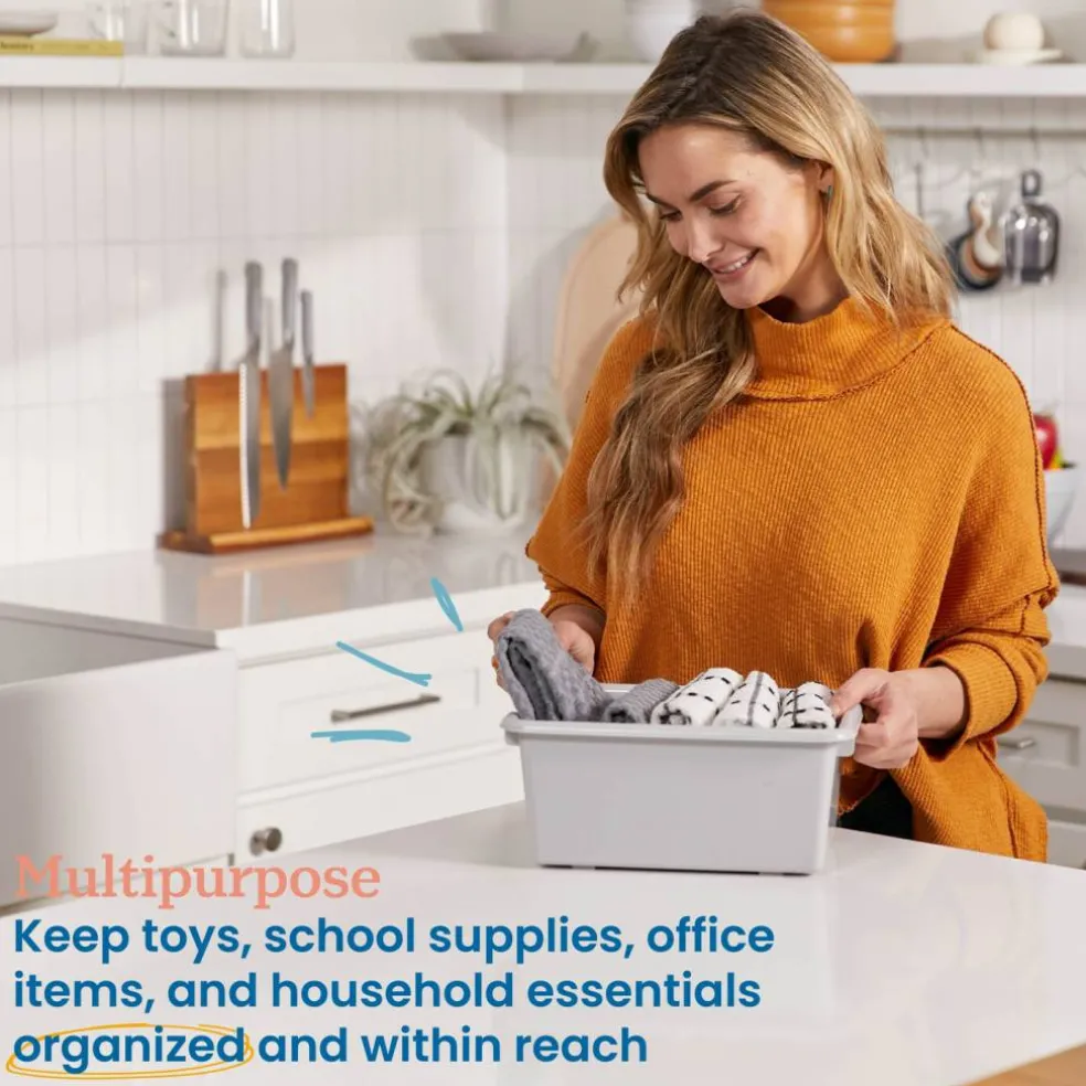 Scoop Front Storage Bins, Multipurpose Organization, 10-Pack