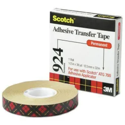 Scotch 0.5 in. x 36 yds ATG Adhesive Permanent Transfer Tape, Holds Up to 0.5 lbs. - Clear (1-Roll)