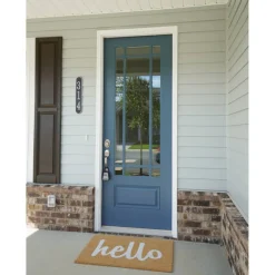 Script Hello Doormat, Off White/ Natural
