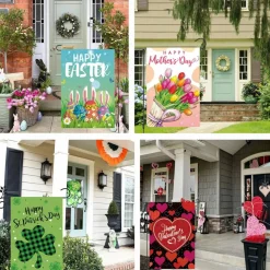 Seasonal Garden Flags Set of 12, Double Sided 12x18 Inch Yard Flags