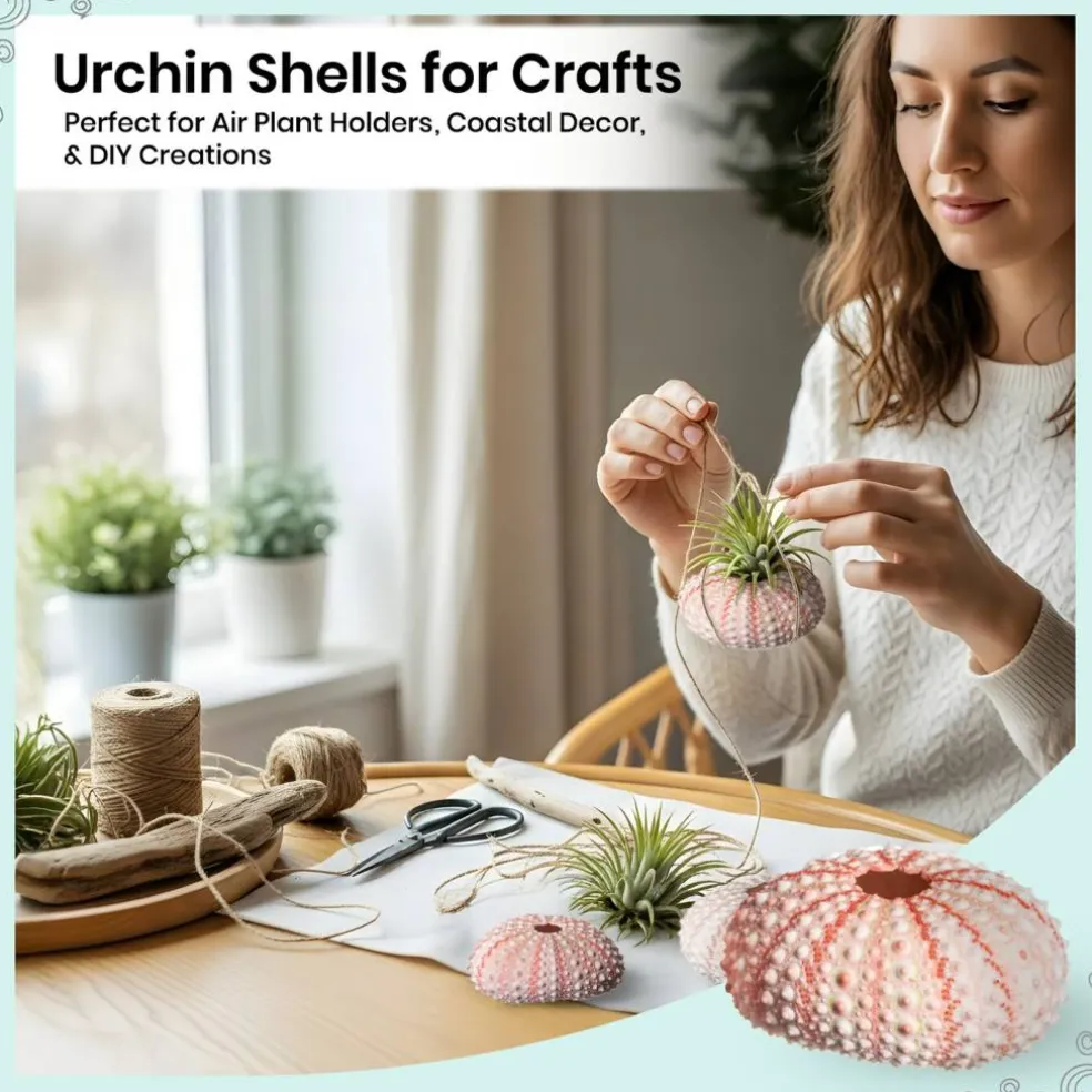 Sea Urchin 10 Pink Sea Urchin Shells 1"-2" for Crafts and Decor