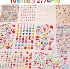 Self-Adhesive Gem Sticky Jewel Stones Assorted Shapes & Colors – 2700+ Pieces | Rhinestone Craft Stickers for Kids Crafts, Decorations & DIY Projects