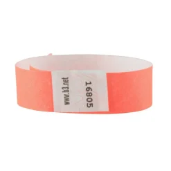Sequentially Numbered Security Wristbands, 3/4", Orange, Pack of 100