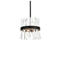Serephina 12 inch crystal round pendant light in black