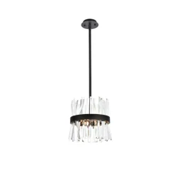 Serephina 12 inch crystal round pendant light in black