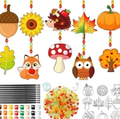 30 Set Fall Craft Kits Thanksgiving Suncatchers Kits (multi colors)