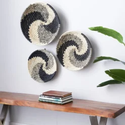 Set of 3 Black Wood Boho Style Wall Decor 20