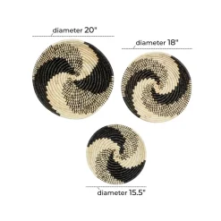 Set of 3 Black Wood Boho Style Wall Decor 20