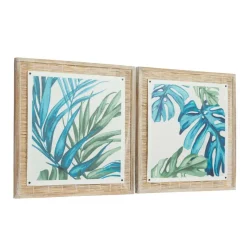 Set of 2 Blue Sea Grass Eclectic Botanical Wall Decor, 29" x 29"