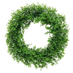 Set of 2: Boxwood Wreath with Realistic Green Tips, 24" Wide, Indoor/Outdoor Use, UV Resistant, Spring & Summer, Front Door, Home & Office Decor