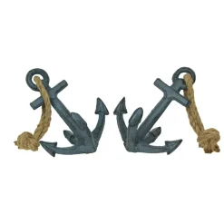 Set of 2 Cast Iron Ship Anchor Bookends Nautical Home Decor Sculptures