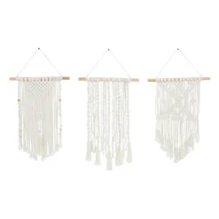Set of 3 Cream Wood Country Cottage Wall Decor, 26" x 14"