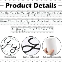 Set of 9 Cursive Writing Bulletin Board Cursive Alphabet Wall Strip (Simple Line)