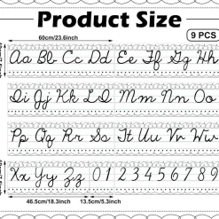 Set of 9 Cursive Writing Bulletin Board Cursive Alphabet Wall Strip (Simple Line)